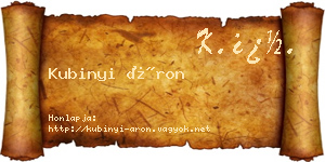 Kubinyi Áron névjegykártya