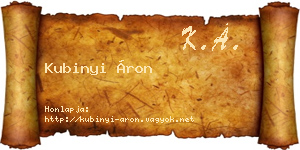 Kubinyi Áron névjegykártya