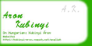 aron kubinyi business card